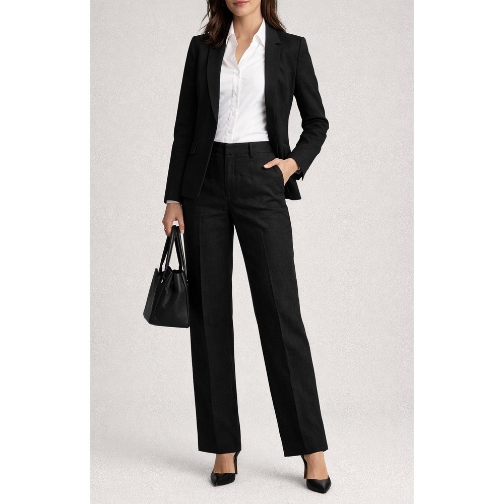 Banana Republic The Everyday‎ Linen Straight Leg pant Black SIZE 2 NEW WITH TAG